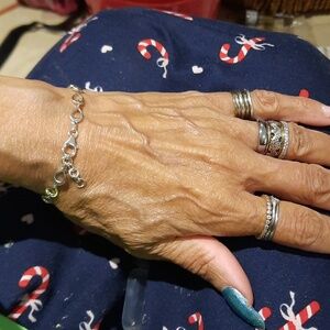 New Genuine Solid Sterling Silver TEAR DROP Bracelet 6.5-7" Chain Rhodium 🎁